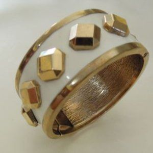 & Ann Taylor white & gold Studded Cuff Bracelet